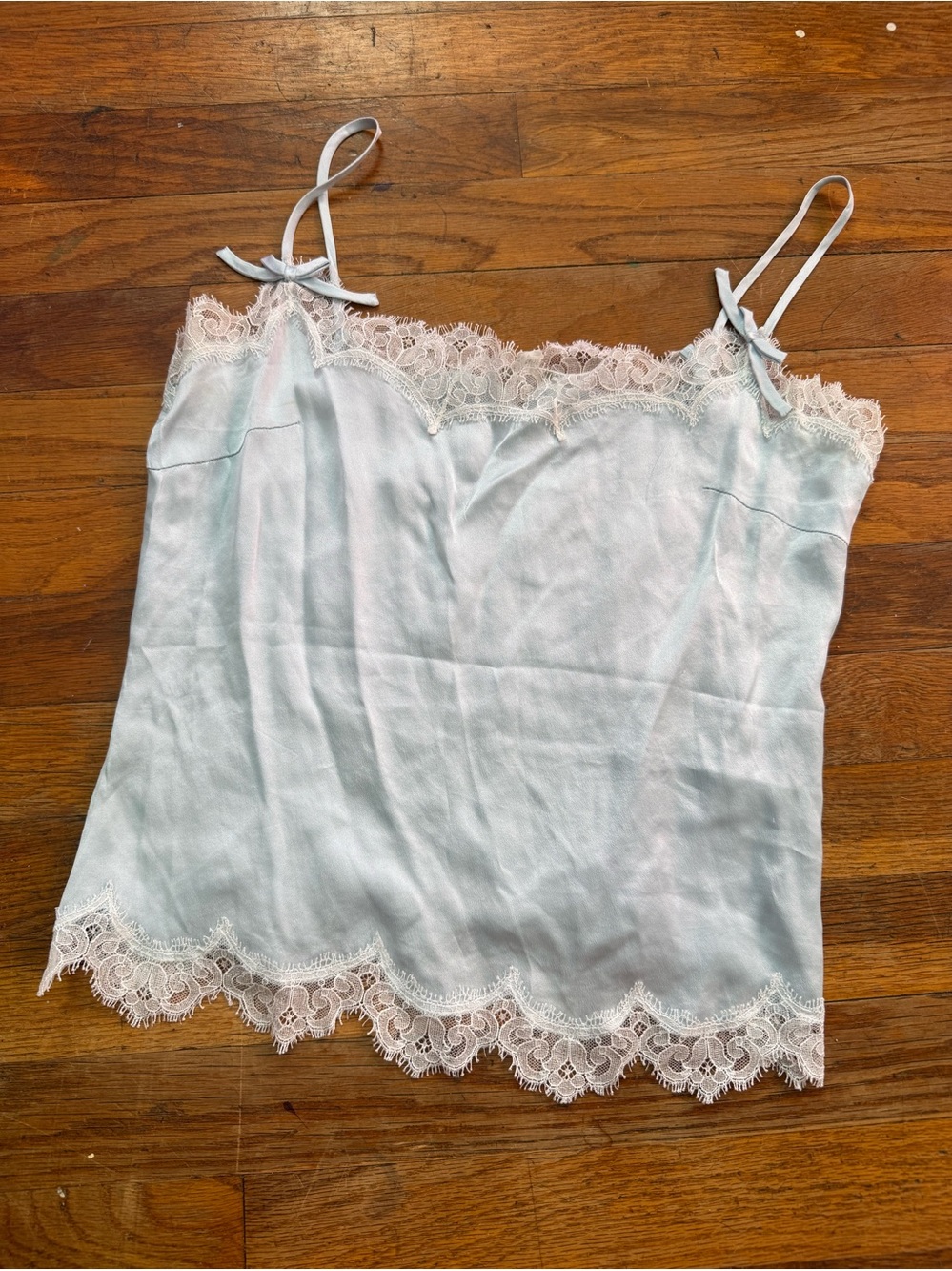Escada Silk Baby Blue Lace Tank Camisole Size 36